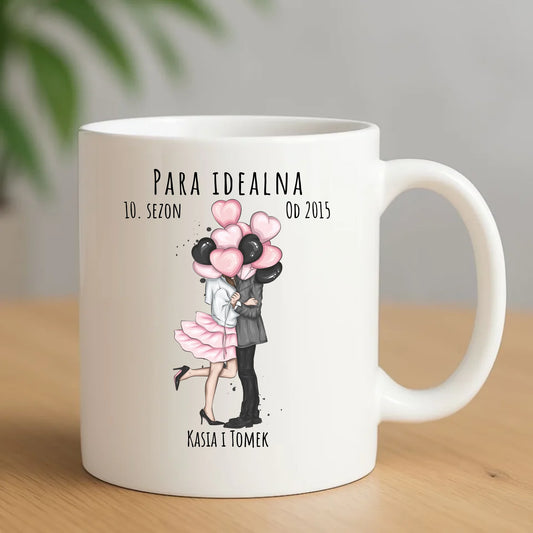 Kubek dla par - prezent na rocznicę - Para idealna - personalizowany W11 - StoryCups.pl