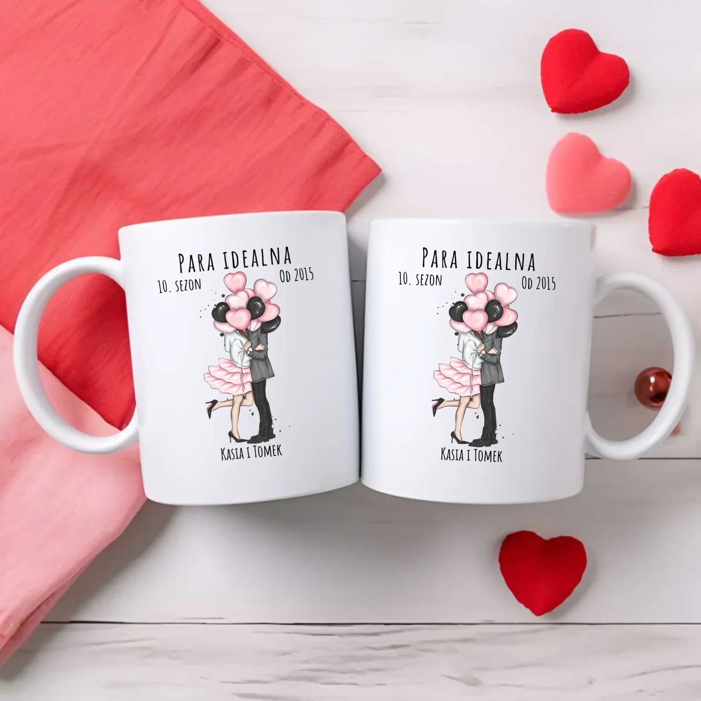 Zestaw poduszka i kubek dla par - prezent na rocznicę - Para idealna - personalizowany W11 - StoryCups.pl