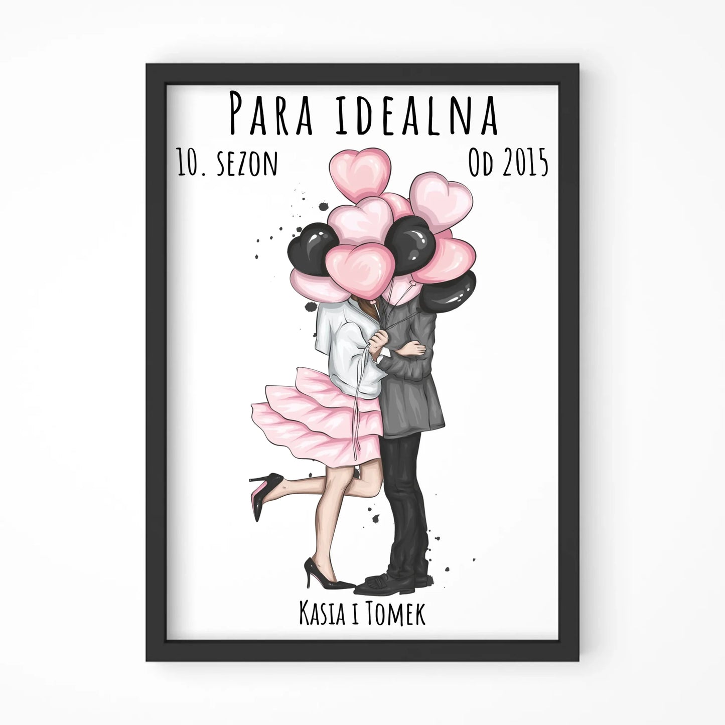 Plakat w ramie dla par - prezent na rocznicę - Para idealna - personalizowany W11 - StoryCups.pl