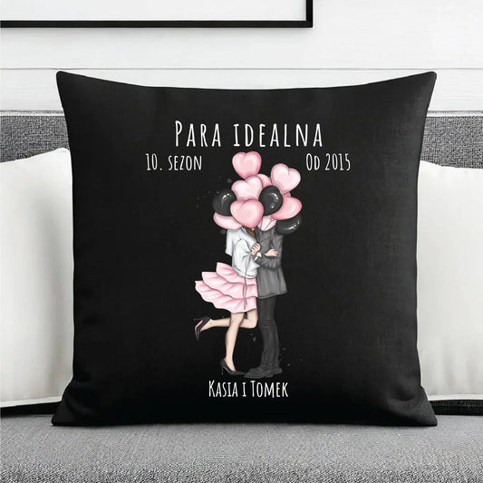 Poduszka dekoracyjna dla par - prezent na rocznicę - Para idealna - personalizowana W11 - StoryCups.pl