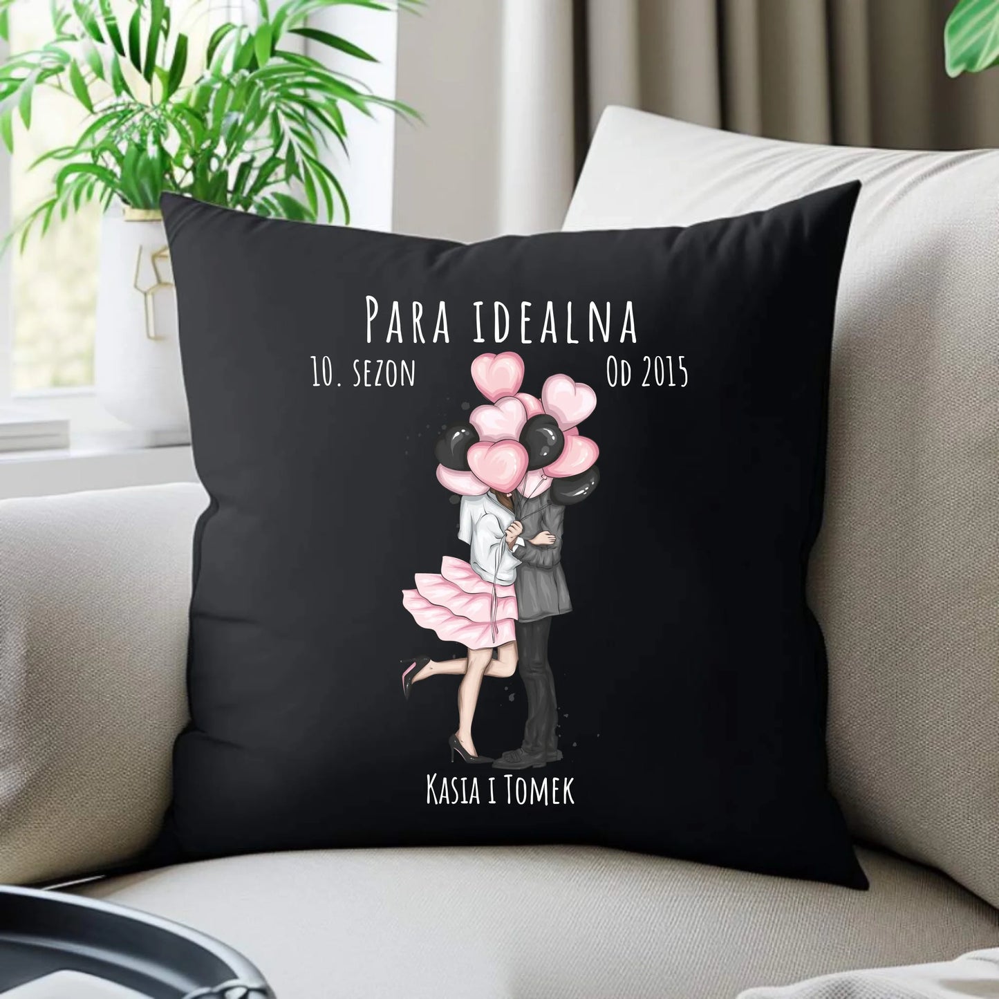 Poduszka dekoracyjna dla par - prezent na rocznicę - Para idealna - personalizowana W11 - StoryCups.pl