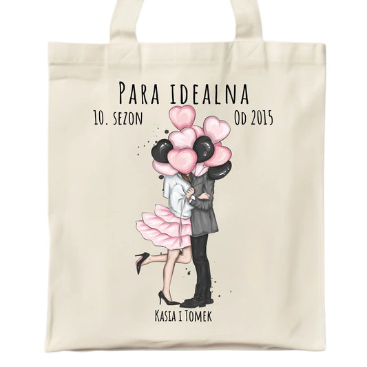 Torba dla par - prezent na rocznicę - Para idealna - personalizowana W11 - StoryCups.pl
