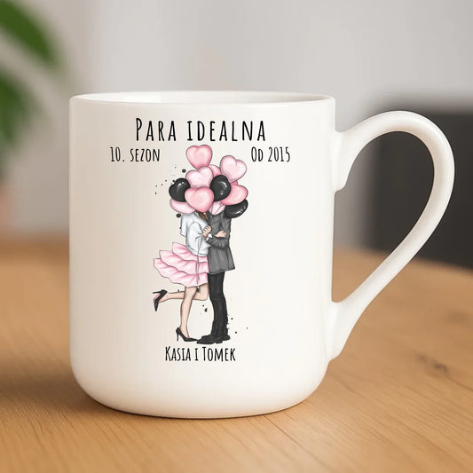 Kubek elegant dla par - prezent na rocznicę - Para idealna - personalizowany W11 - StoryCups.pl