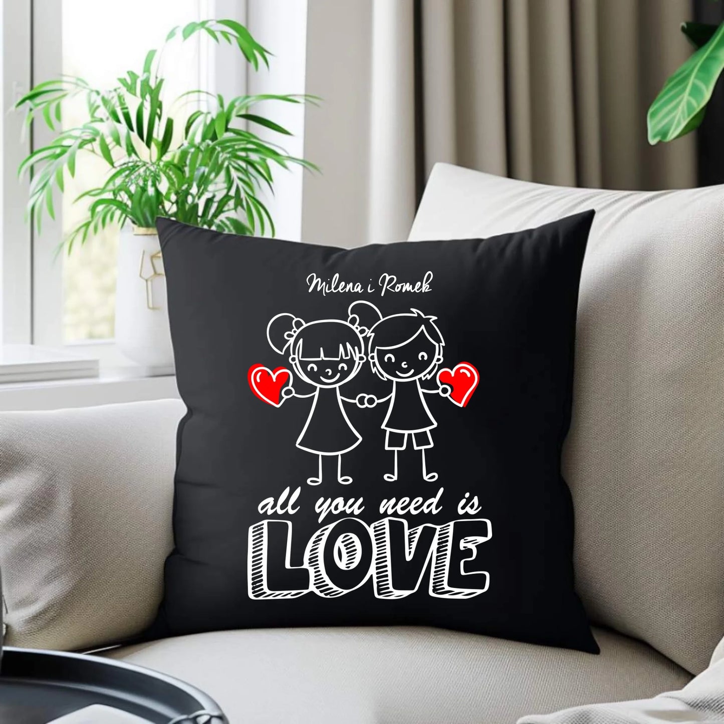 Poduszka dekoracyjna dla par - prezent dla chłopaka i dziewczyny - Love - personalizowana W13 - StoryCups.pl