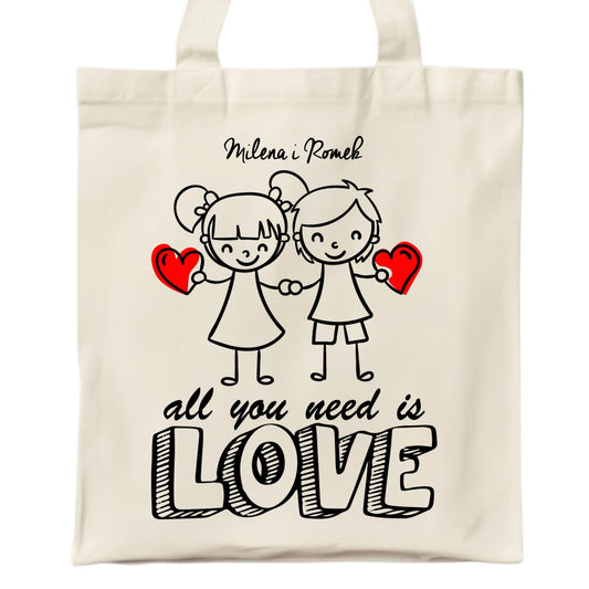Torba dla par - prezent dla chłopaka i dziewczyny - Love - personalizowana W13 - StoryCups.pl