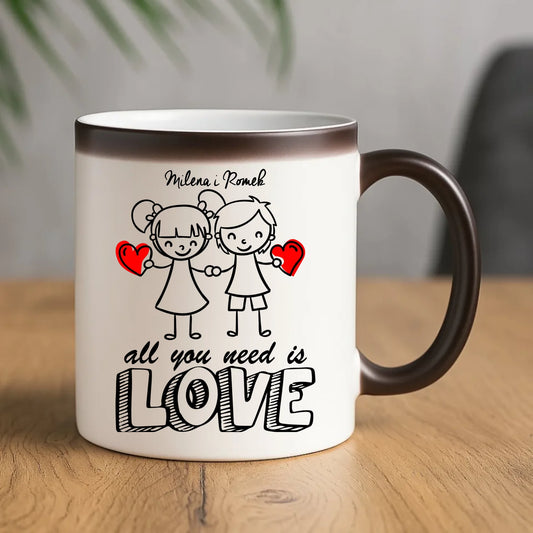 Kubek magiczny dla par - prezent dla chłopaka i dziewczyny - Love - personalizowany W13 - StoryCups.pl