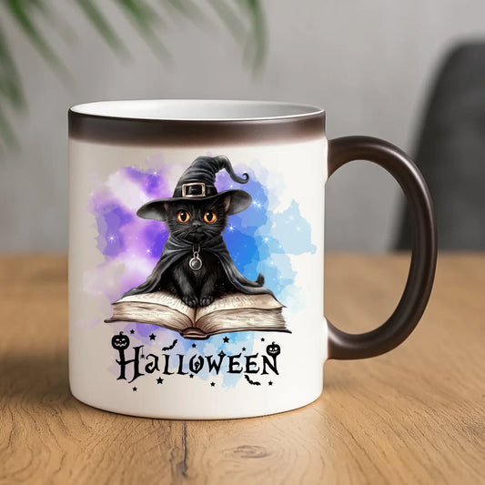 Kubek magiczny na Halloween - Kot Czarodziej HL06 - StoryCups.pl