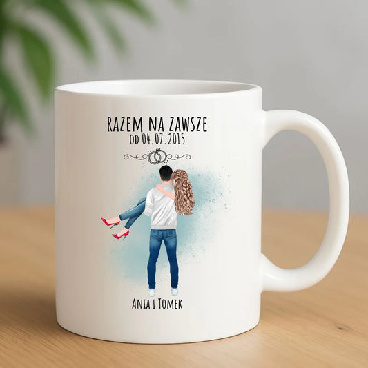 Kubek dla par - personalizowany prezent na rocznicę - Razem na zawsze W14 - StoryCups.pl