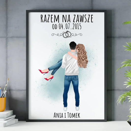 Plakat w ramie dla par - personalizowany prezent na rocznicę - Razem na zawsze W14 - StoryCups.pl