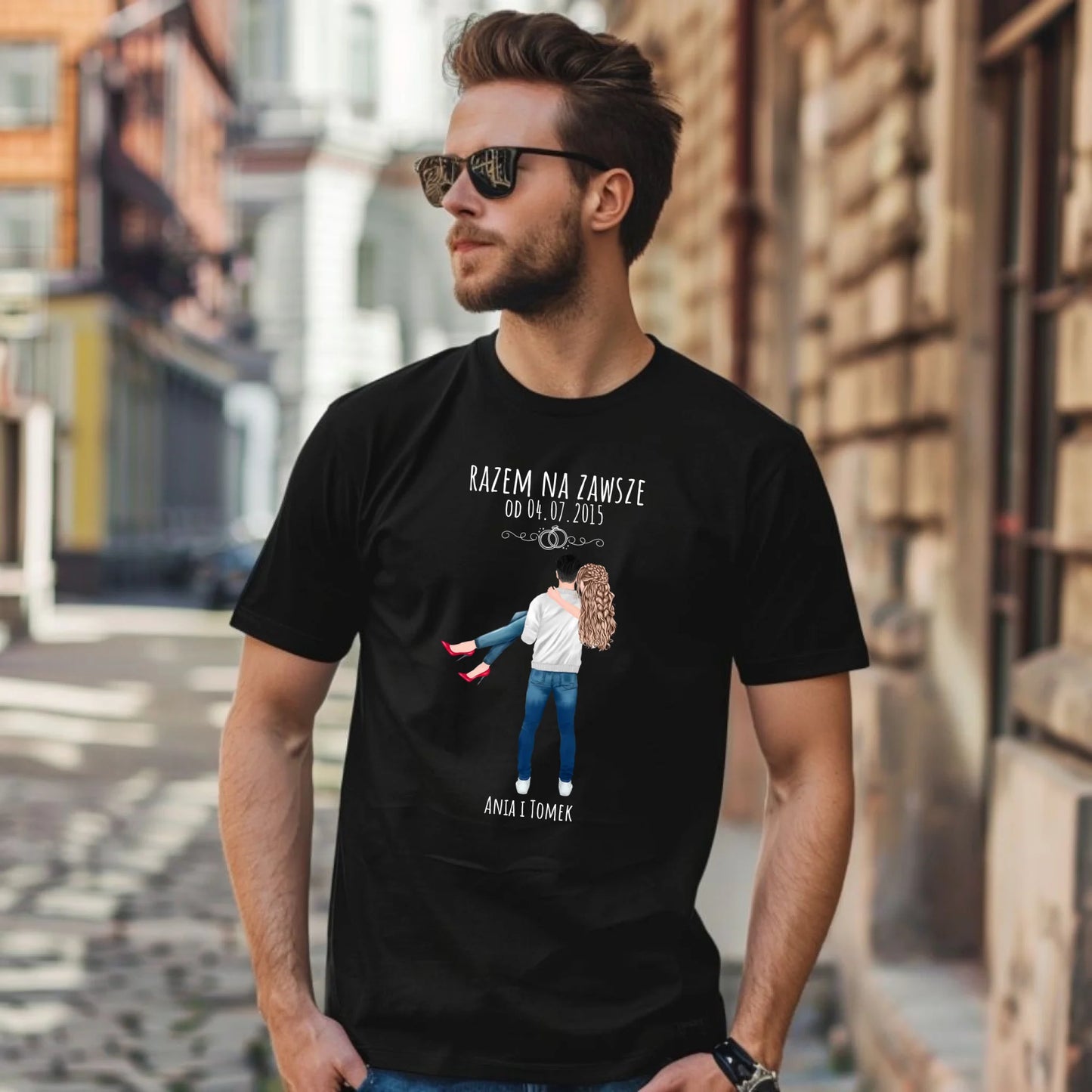 Koszulka męska dla par - personalizowany prezent na rocznicę - Razem na zawsze W14 - StoryCups.pl