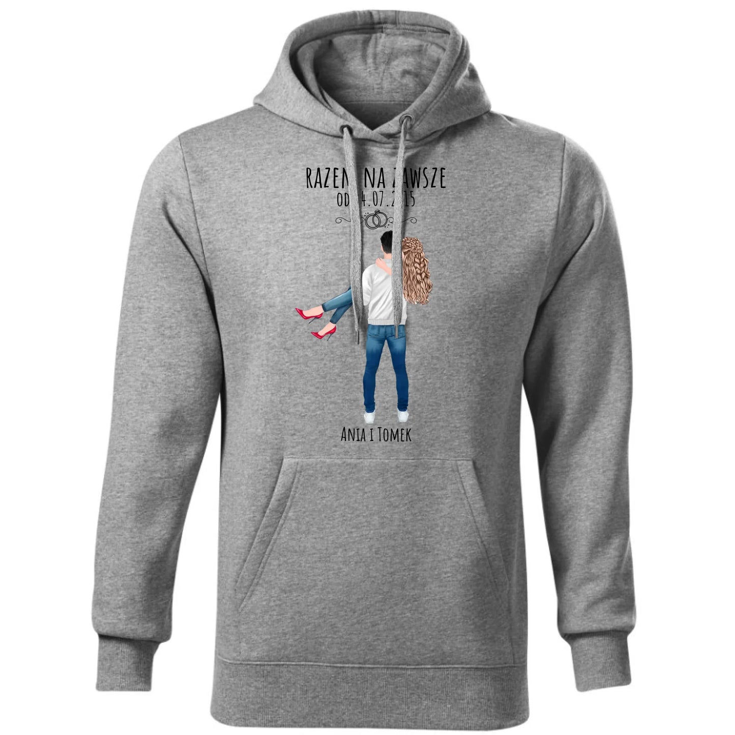 Bluza męska z kapturem dla par - personalizowany prezent na rocznicę - Razem na zawsze W14 - StoryCups.pl