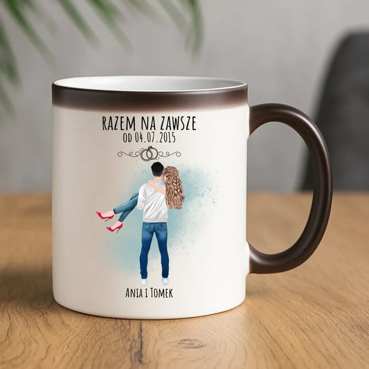 Kubek magiczny dla par - personalizowany prezent na rocznicę - Razem na zawsze W14 - StoryCups.pl