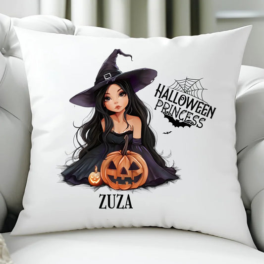 Poduszka halloweenowa - Czarownica z dynią - personalizowana HL10 - StoryCups.pl