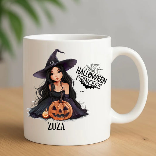 Kubek halloweenowy - Czarownica z dynią - personalizowany HL10 - StoryCups.pl