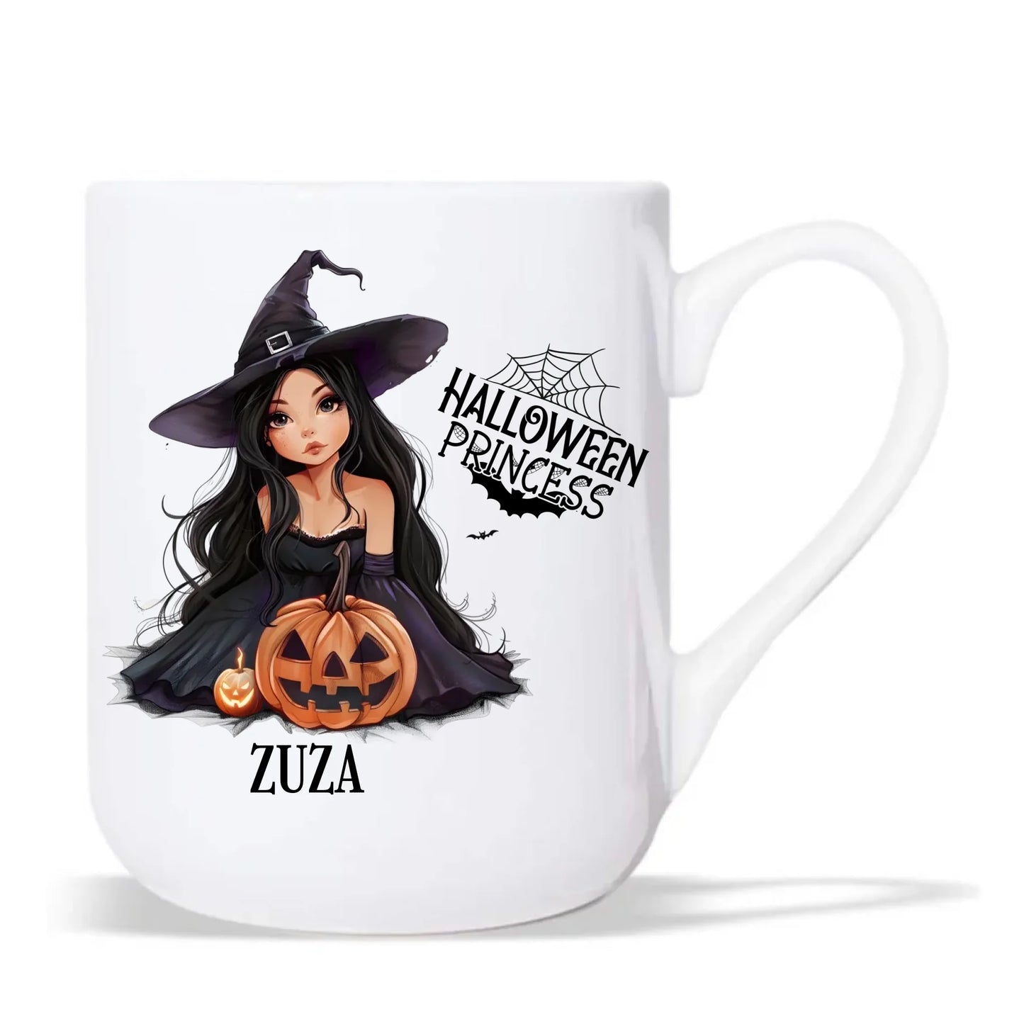 Kubek elegant halloweenowy - Czarownica z dynią - personalizowany HL10 - StoryCups.pl