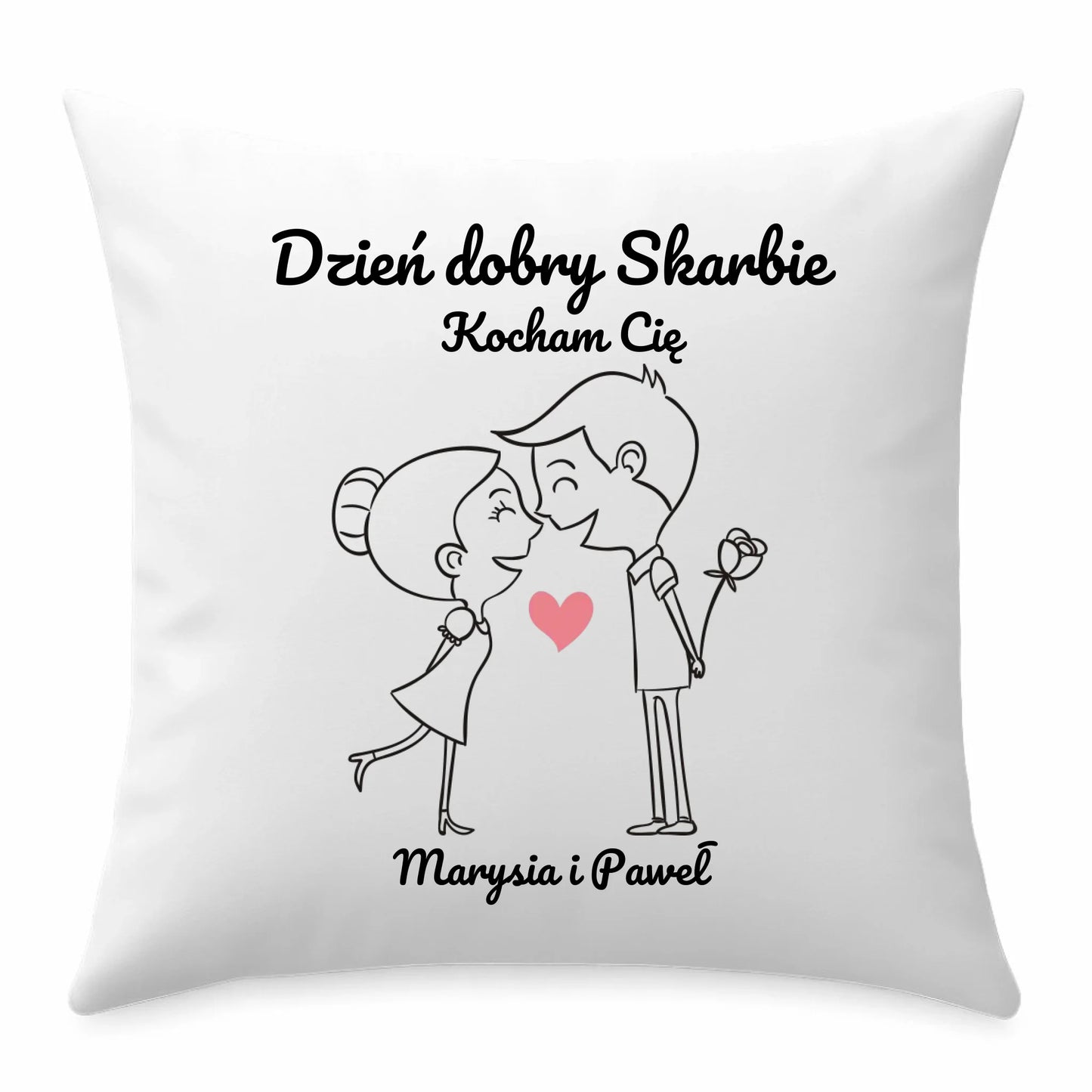 Poduszka dla par - prezent dla dziewczyny i chłopaka - Dzień dobry Skarbie - personalizowana W15 - StoryCups.pl