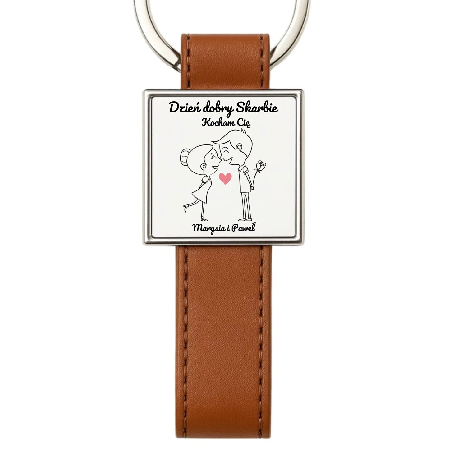 Brelok dla par - prezent dla dziewczyny i chłopaka - Dzień dobry Skarbie - personalizowany W15 - StoryCups.pl
