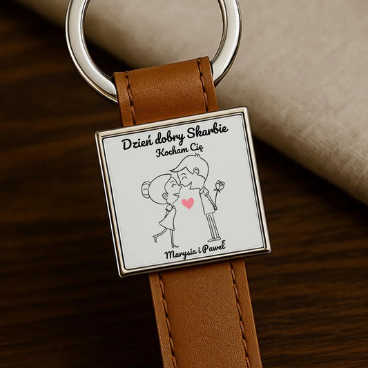 Brelok dla par - prezent dla dziewczyny i chłopaka - Dzień dobry Skarbie - personalizowany W15 - StoryCups.pl