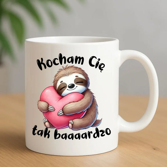 Kubek dla zakochanych - Leniwiec Kocham Cię tak baaaardzo W16 - StoryCups.pl