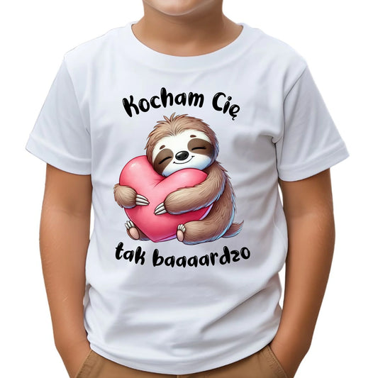 Koszulka dziecięca - Leniwiec Kocham Cię tak baaaardzo W16 - StoryCups.pl