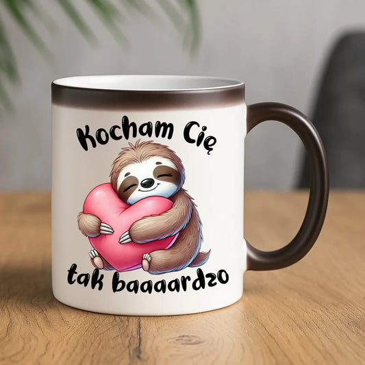 Kubek magiczny - Leniwiec Kocham Cię tak baaaardzo W16 - StoryCups.pl