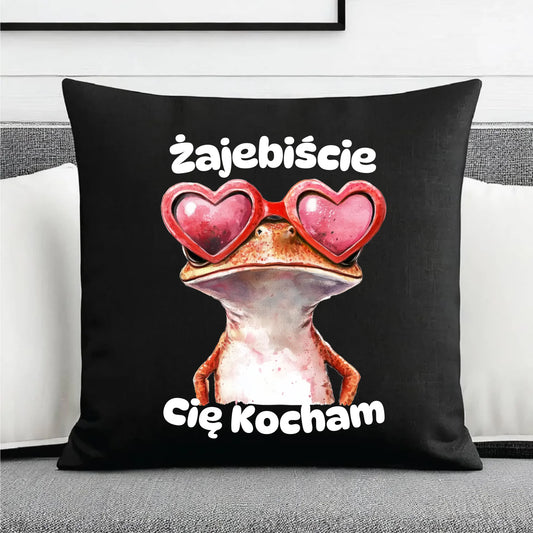 Poduszka dekoracyjna z żabą - Żajebiście Cię Kocham W17 - StoryCups.pl