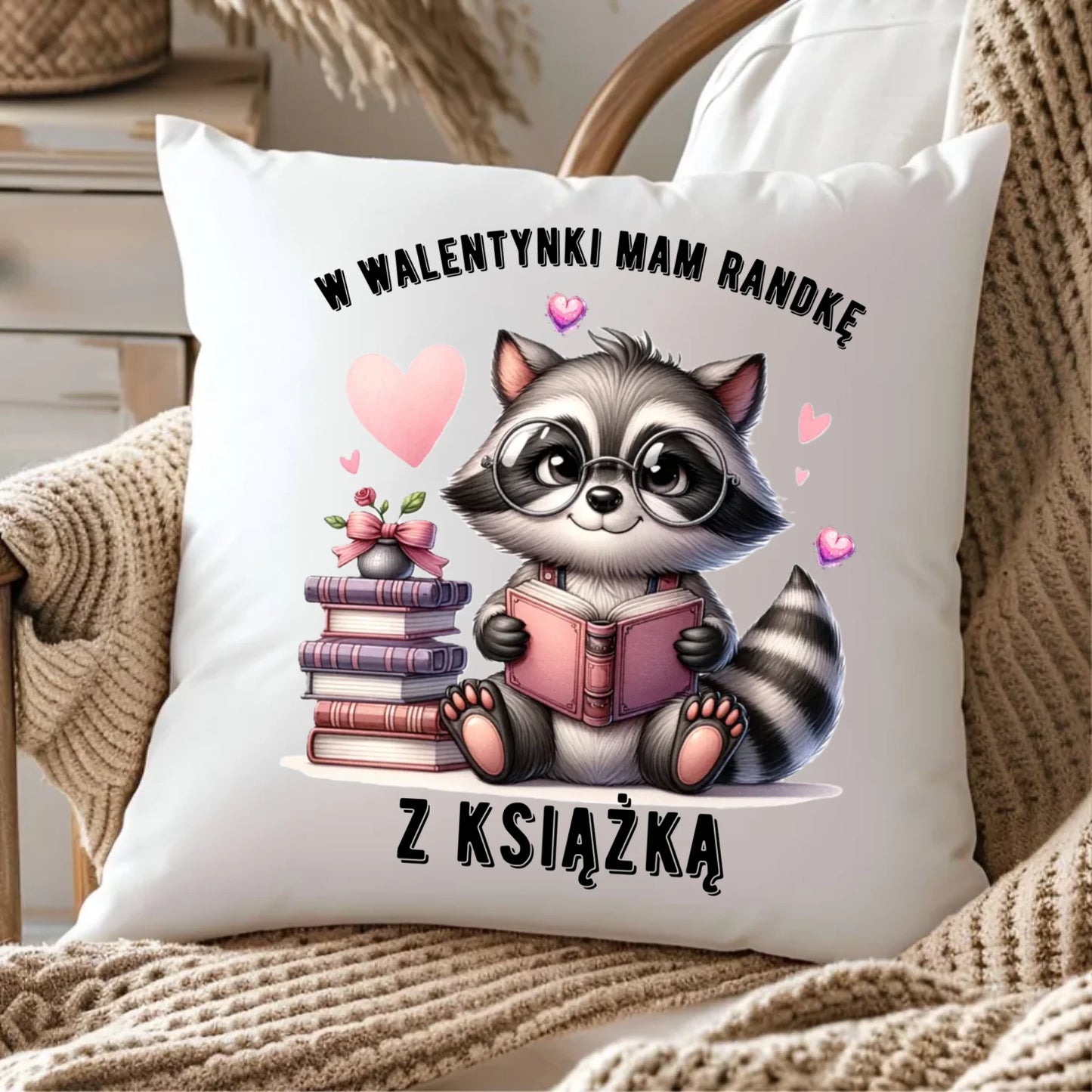 Poduszka na Walentynki dla mola książkowego – Mam randkę z książką W20