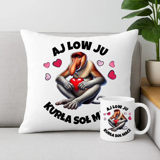 Zestaw poduszka i kubek - Janusz nosacz - Aj low ju kurła W26 - StoryCups.pl