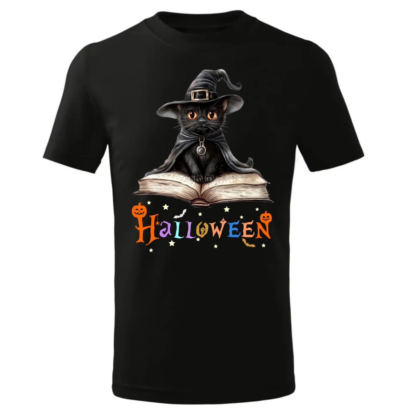Koszulka dziecięca na Halloween - Kot Czarodziej HL06 - StoryCups.pl