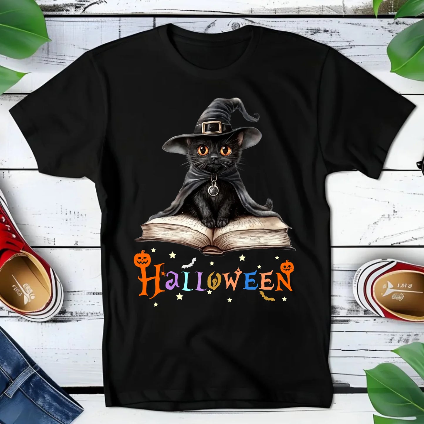 Koszulka dziecięca na Halloween - Kot Czarodziej HL06 - StoryCups.pl