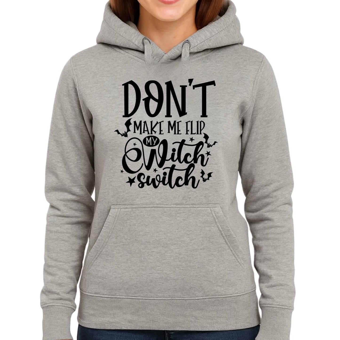 Bluza damska z kapturem na Halloween - Don't make me flip my witch switch - śmieszna HL11 - StoryCups.pl