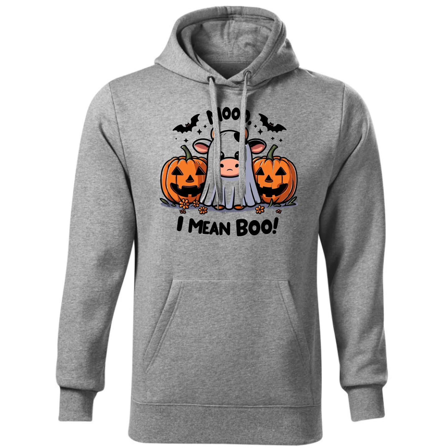 Bluza męska z kapturem na Halloween - Mooo I mean Boo! - z dynią i duchem HL14 - StoryCups.pl