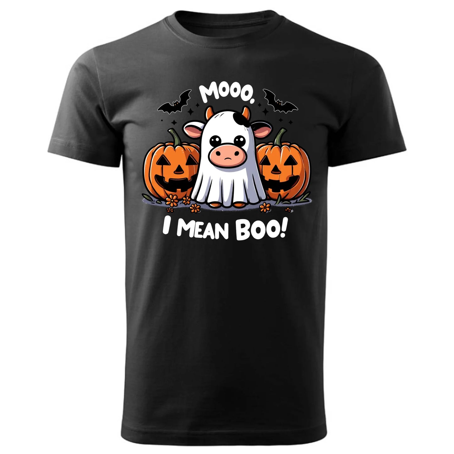 Koszulka męska na Halloween - Mooo I mean Boo! - z dynią i duchem HL14 - StoryCups.pl