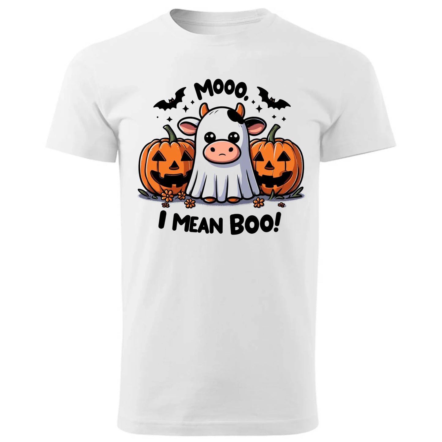 Koszulka męska na Halloween - Mooo I mean Boo! - z dynią i duchem HL14 - StoryCups.pl