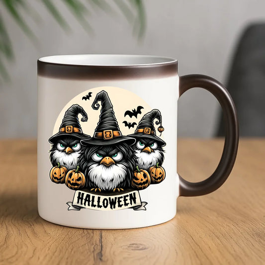 Kubek magiczny na Halloween - Upiorne sowy wiedźmy HL15 - StoryCups.pl