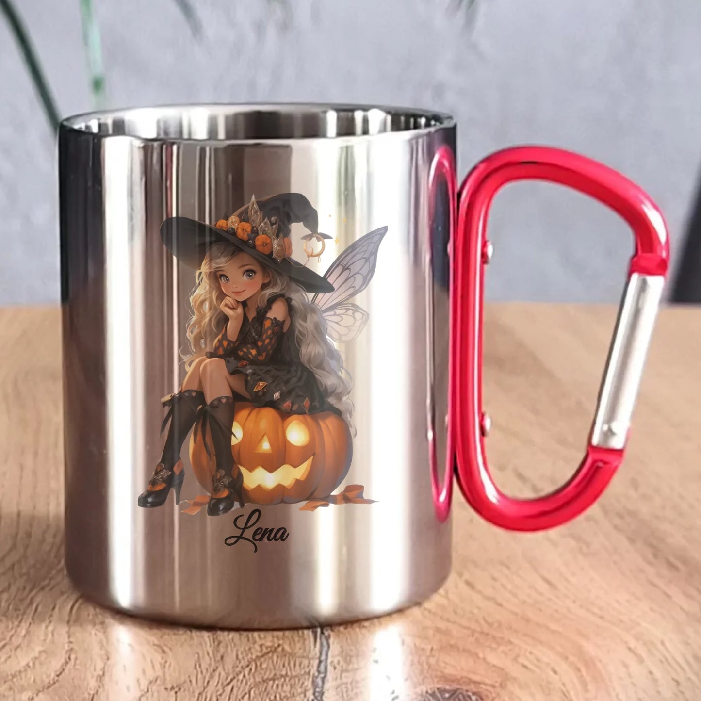 Kubek metalowy na Halloween - Wróżka - wybierz postać - personalizowany HL02 - StoryCups.pl