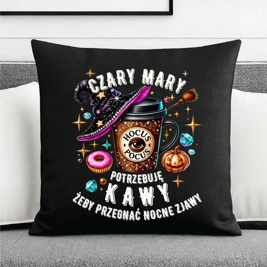 Poduszka dekoracyjna na Halloween - Potrzebuję kawy HL03 - StoryCups.pl