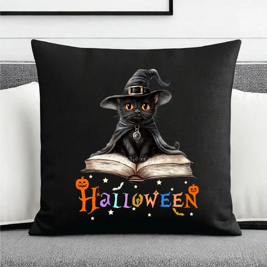 Poduszka dekoracyjna na Halloween - Kot Czarodziej HL06 - StoryCups.pl