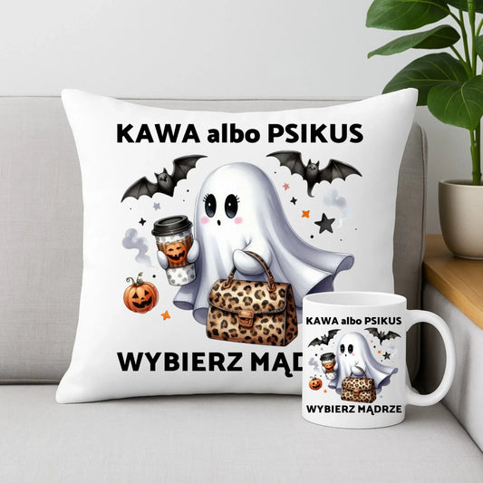 Zestaw poduszka i kubek halloweenowy - Cute ghost girl HL07 - StoryCups.pl