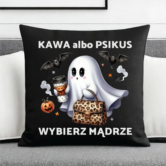Poduszka dekoracyjna halloweenowa - Duch - Kawa albo psikus HL07 - StoryCups.pl
