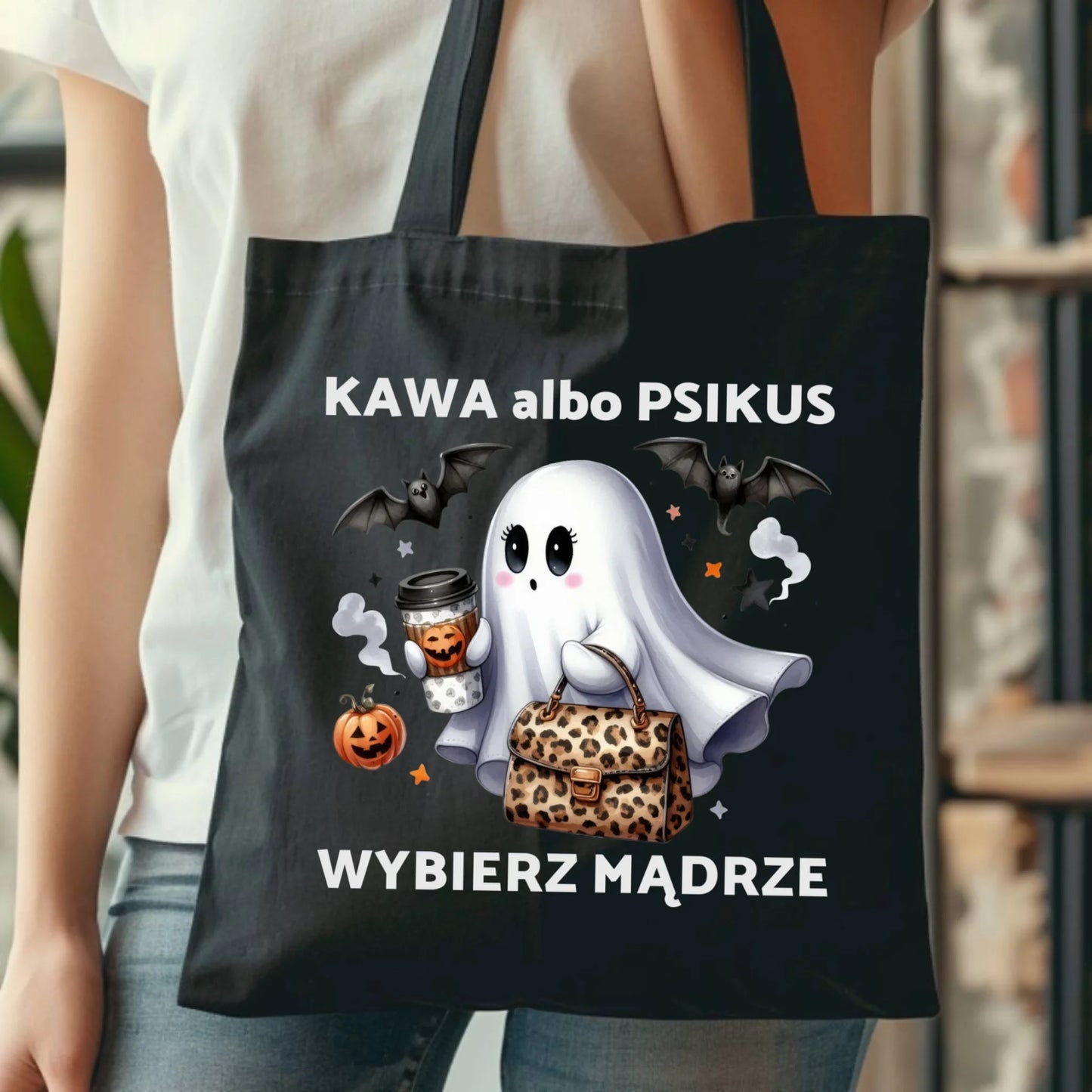 Torba halloweenowa - Duch - Kawa albo psikus HL07 - StoryCups.pl