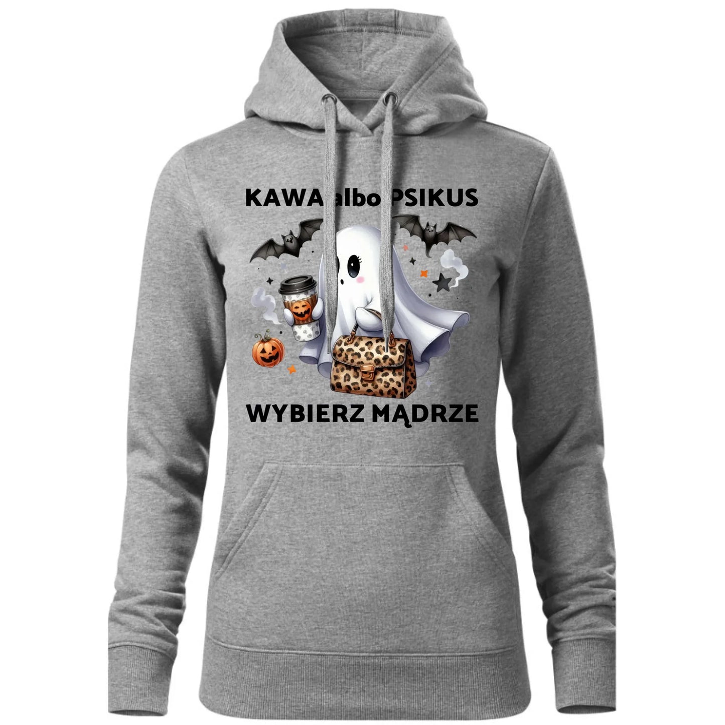Bluza damska z kapturem halloweenowa - Duch - Kawa albo psikus HL07 - StoryCups.pl