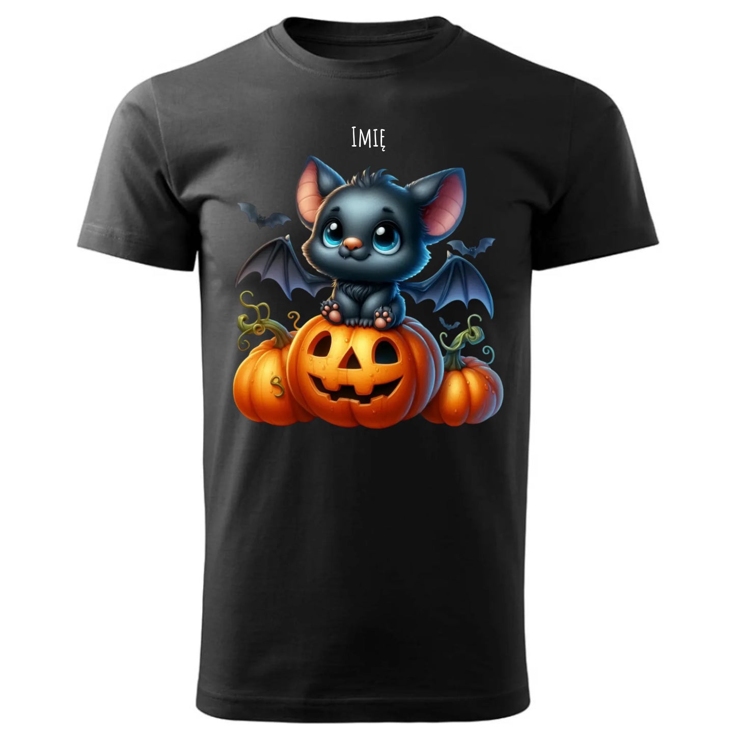 Koszulka męska halloweenowa - Słodki nietoperz z dynią - personalizowana HL09 - StoryCups.pl