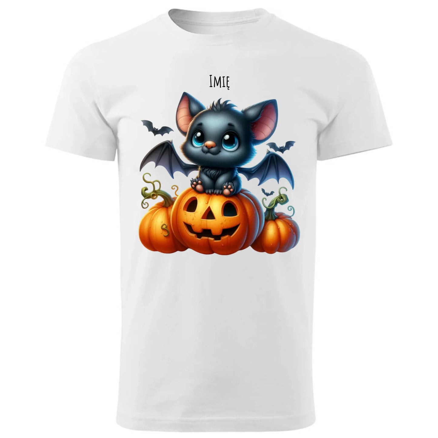 Koszulka męska halloweenowa - Słodki nietoperz z dynią - personalizowana HL09 - StoryCups.pl
