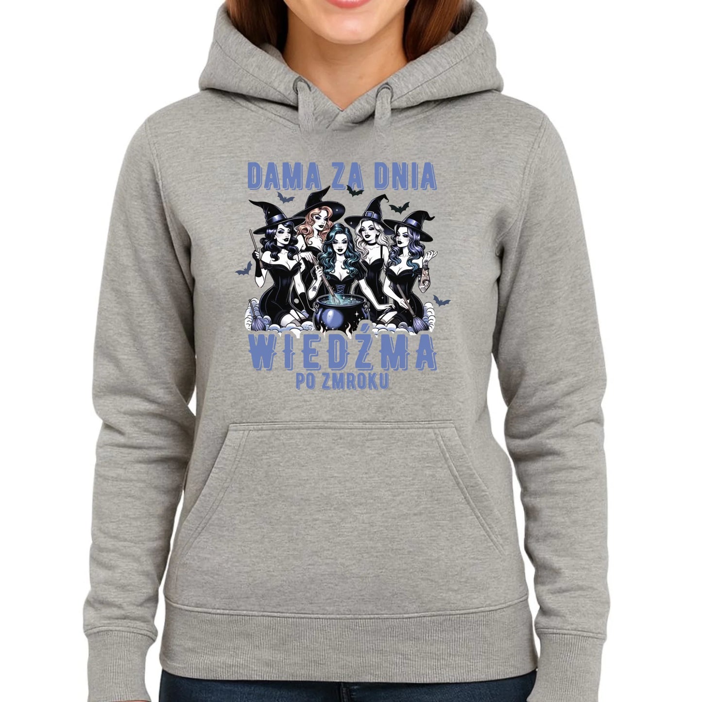 Bluza damska z kapturem - Dama za dnia wiedźma po zmroku HL16 - StoryCups.pl