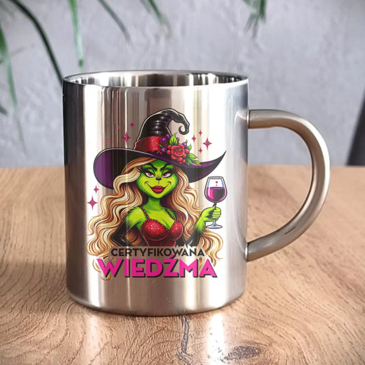 Kubek metalowy - Certyfikowana wiedźma - śmieszny HL13 - StoryCups.pl