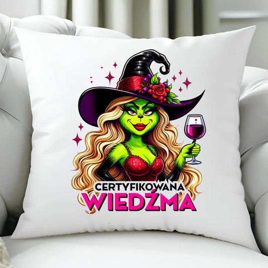 Poduszka - Certyfikowana wiedźma - śmieszna HL13 - StoryCups.pl