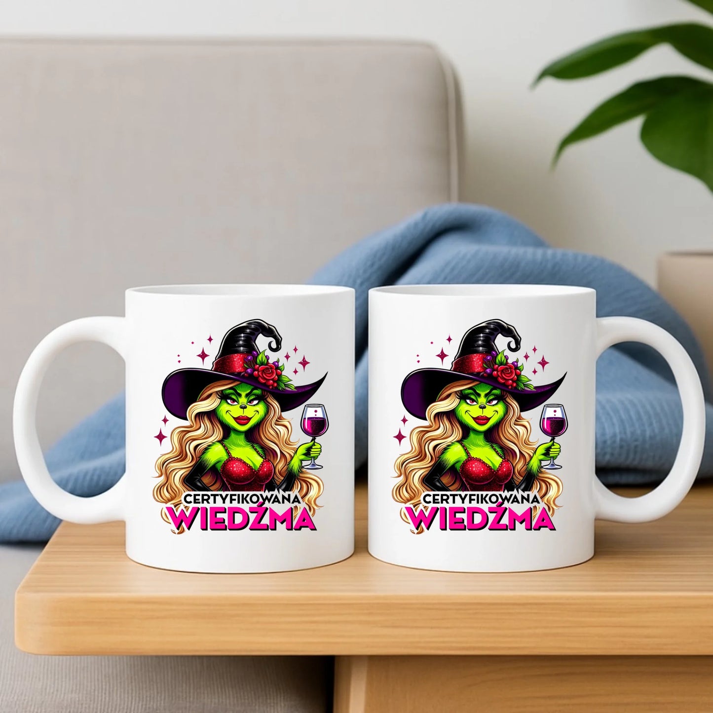 Zestaw poduszka i kubek - Certyfikowana wiedźma - śmieszny HL13 - StoryCups.pl