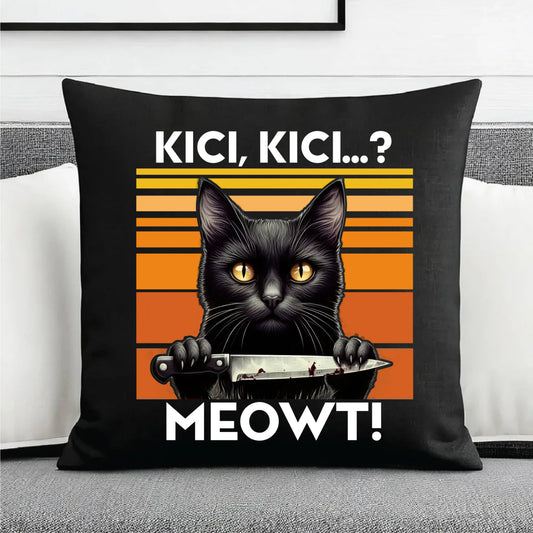 Poduszka dekoracyjna - Kot z nożem - Kici, kici... MEOWT! HL17 - StoryCups.pl