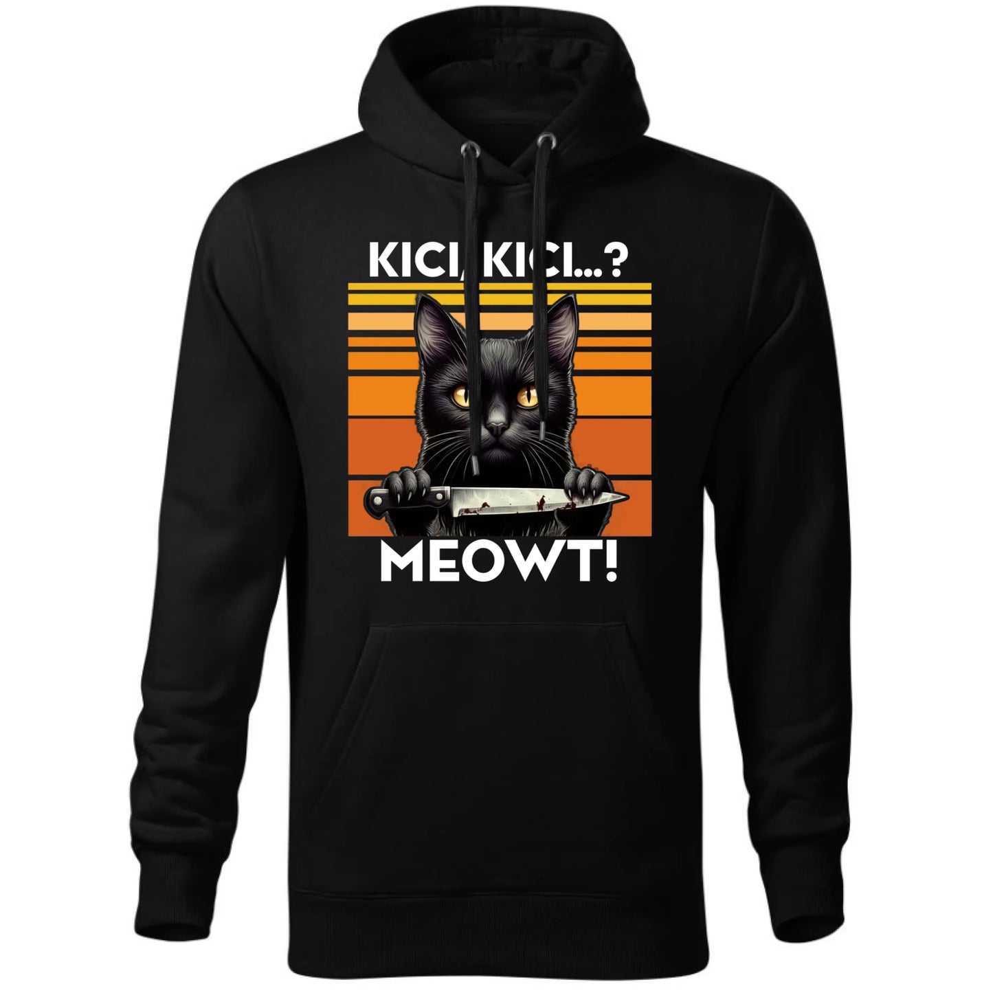 Bluza męska z kapturem - Kot z nożem - Kici, kici... MEOWT! HL17 - StoryCups.pl